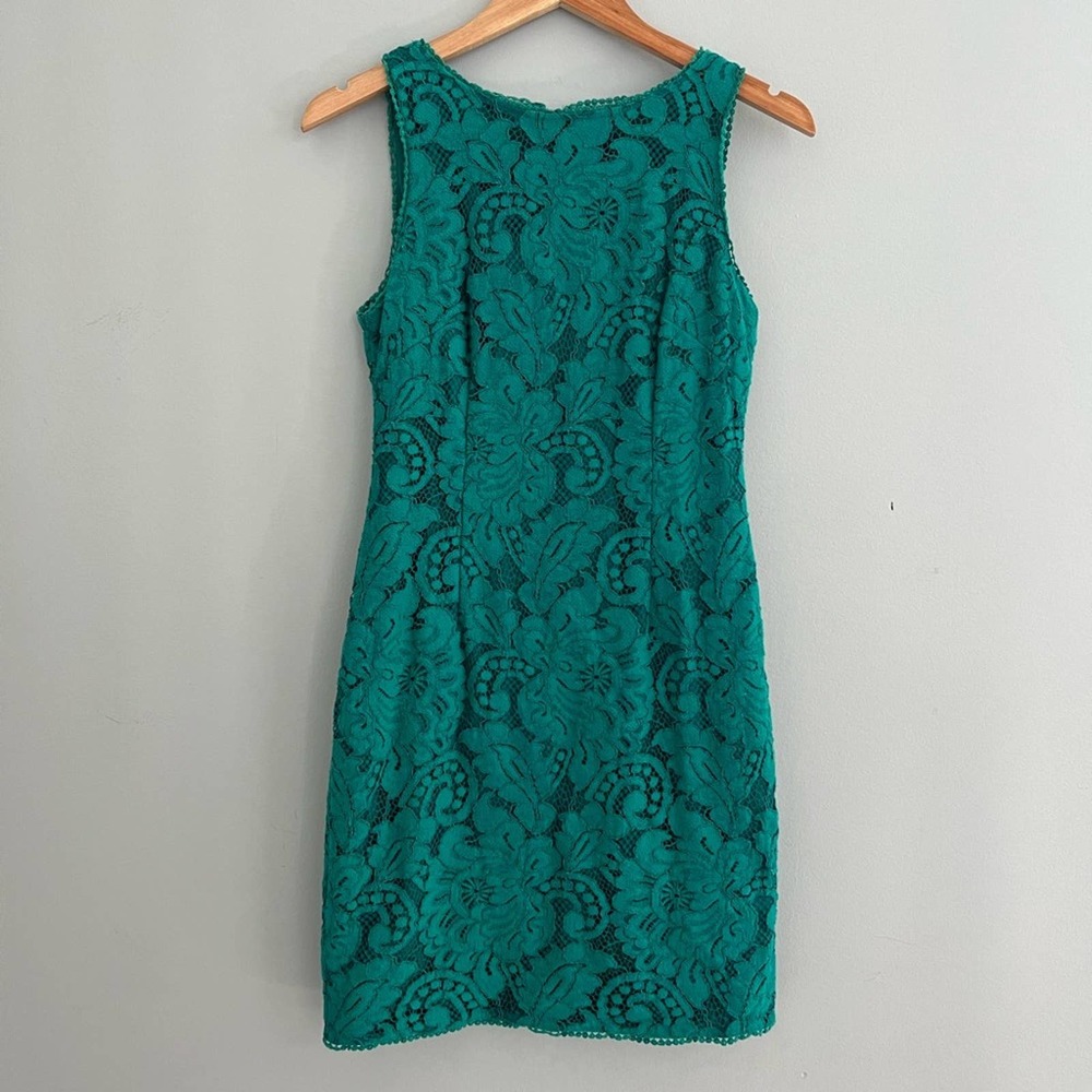 Adrianna Papell Green Lace Short Dress Size 8